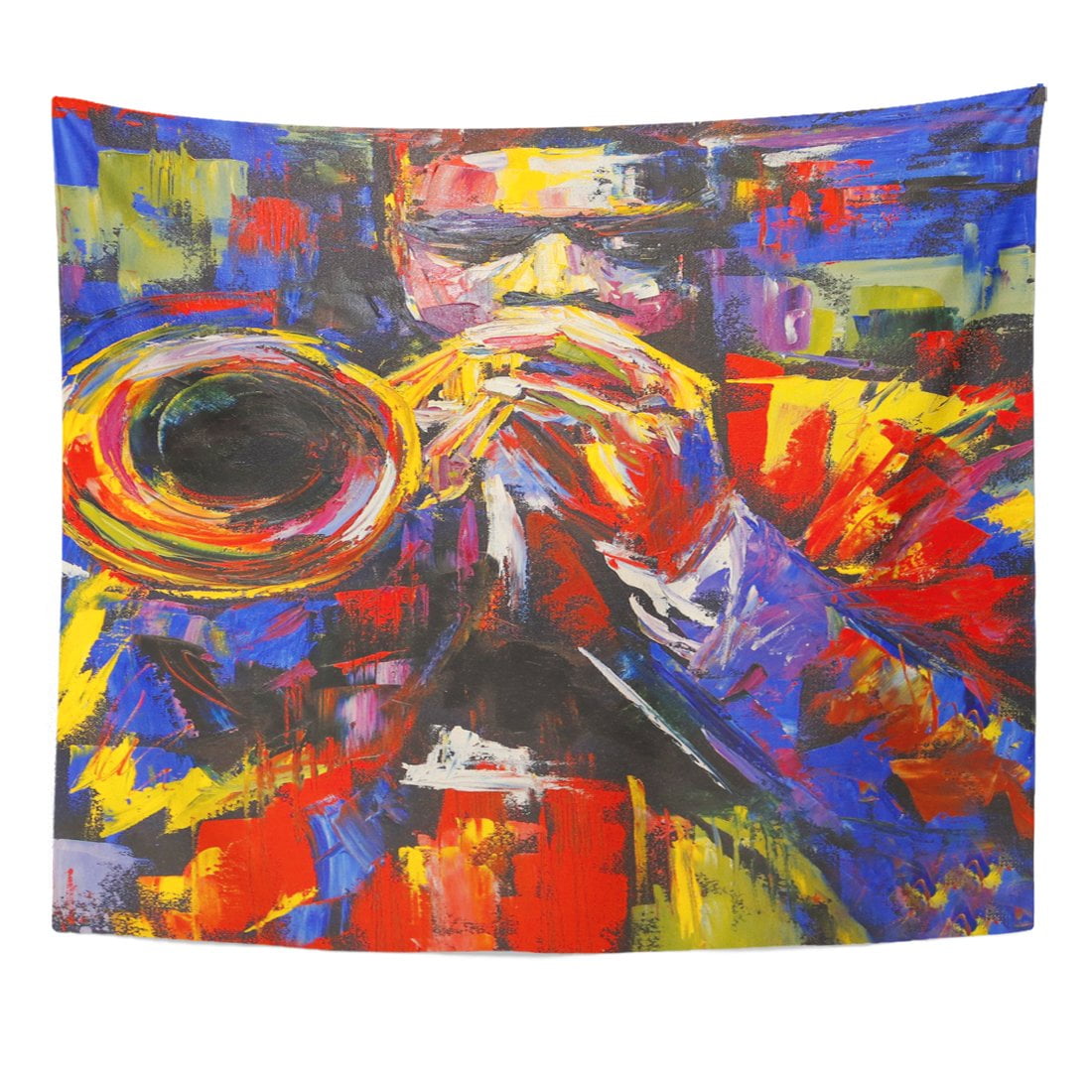 ZEALGNED Green Harlem Colorful Abstract Jazz Trumpet Player Red