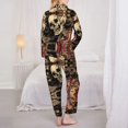 thumbnail image 3 of Pajamas for Women Set - Gothic Eastern Floral Skull Comfy Long Sleeve Button Up Pajama Sets for Women 2 Piece, Soft Sleepwear Nightwear Pjs Lounge Sets for Women with Pockets, 3 of 6