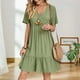 thumbnail image 3 of Vestido de verano Gchanao para mujer, casual, holgado, cuello en V, verde M, 3 of 3
