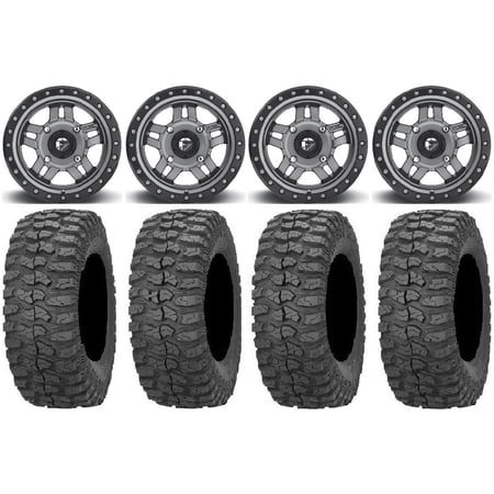 Fuel Anza Gunmetal 14 Wheels 28 Rock-A-Billy Tires Kawasaki Mule Pro FXT