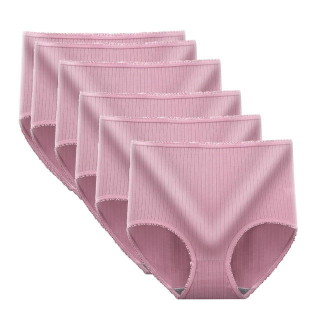 6 PCS Womens High Waisted Briefs Underwear Soft Stretch Ribbed Panties Full Coverage Ladies No Show Briefs M