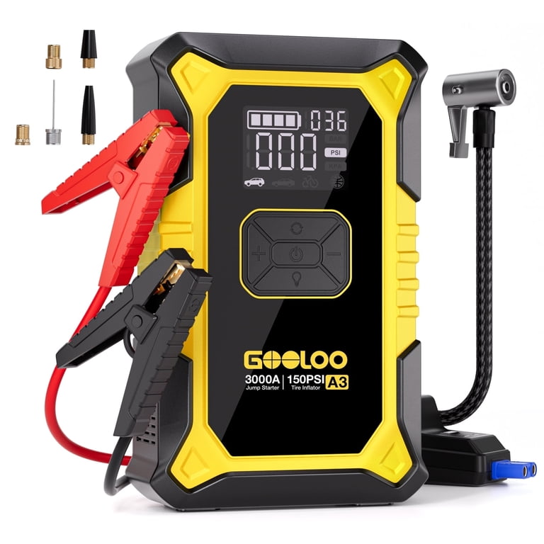 Gooloo A3 Car Jump Starter with Air Compressor, 3000A photo 1