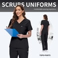 thumbnail image 2 of Niaahinn Women's Scrub Set -  Soft Stretch V-Neck Top & Elastic Waist Jogger Uniform, 8 Colors, 2 of 7