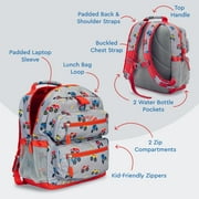 Bentgo Kids Backpack - Lightweight 14” Backpack in Unique Prints for School, Travel, Daycare - Roomy Interior, Durable & Water-Resistant Fabric, Loop for Lunch Bag (Trucks)