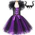 thumbnail image 1 of Vestido De Tutú De Bruja Malvada Púrpura Para Niñas , Disfraz De Halloween Para Niños , Cosplay , Fiesta , Vestidos , Gorra, 1 of 4