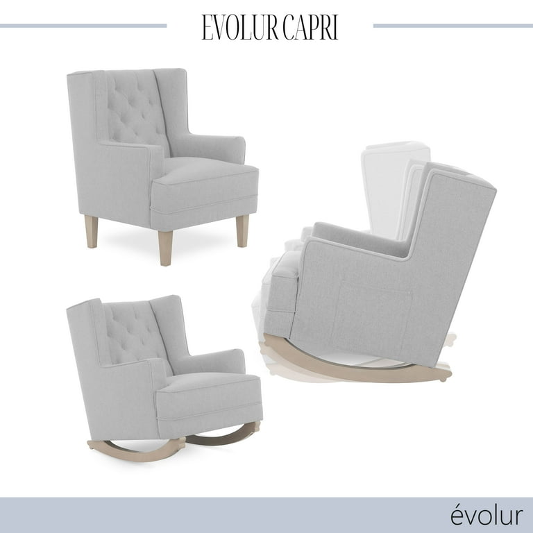 Evolur Capri Wingback 2 In 1 Tufted Rocker Accent Chair Bonus