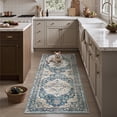 thumbnail image 4 of FEELHOME 2'x6' Runner Rugs Washable Carpet Vintage Medallion Non Slip Soft Carpet Indoor Runner for Bedroom Hallway Kitchen Entryway Laundry Blue, 4 of 7