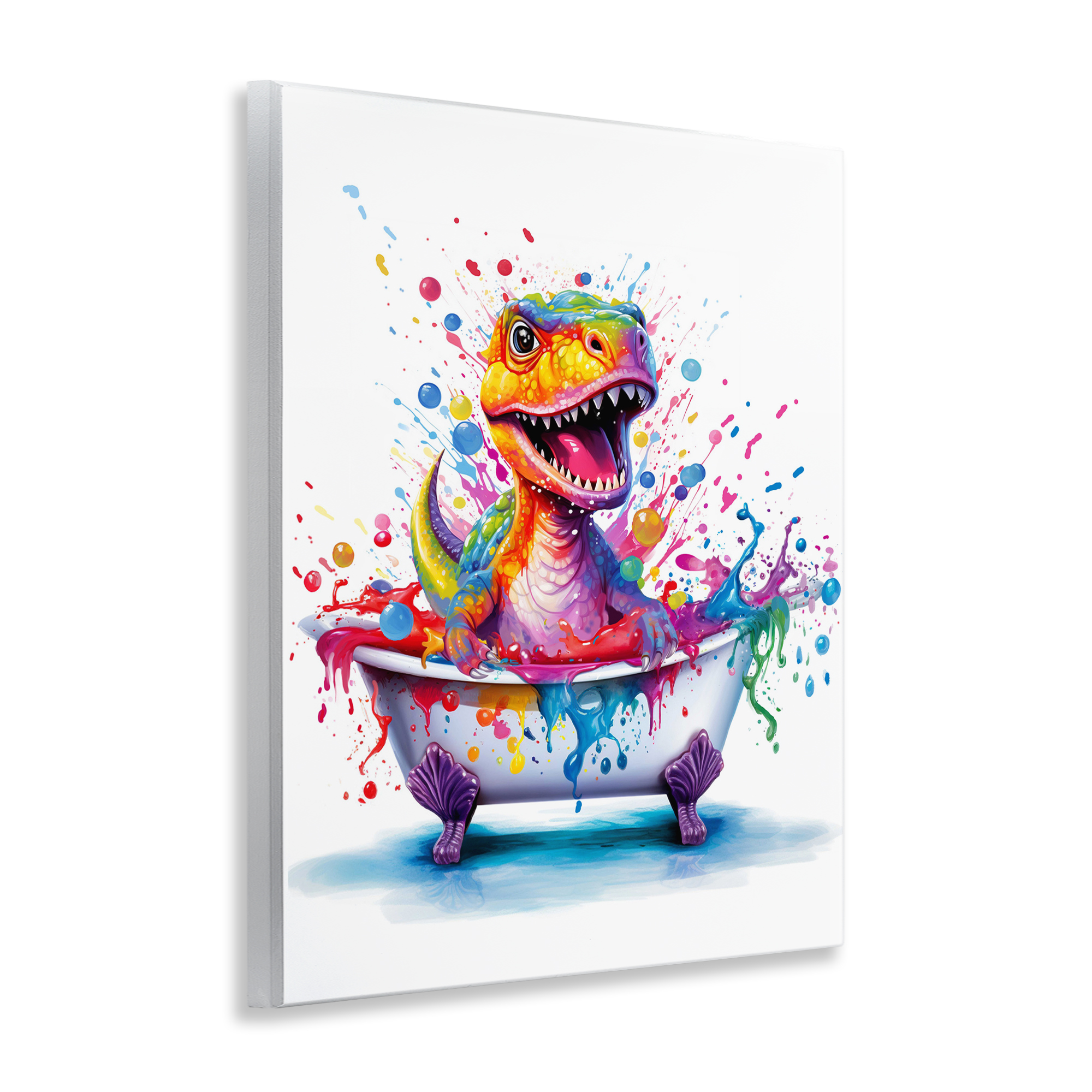Stupell Industries Modern Splatter Dino Typography Painting Unframed Art Print Wall Art, 11 x 14