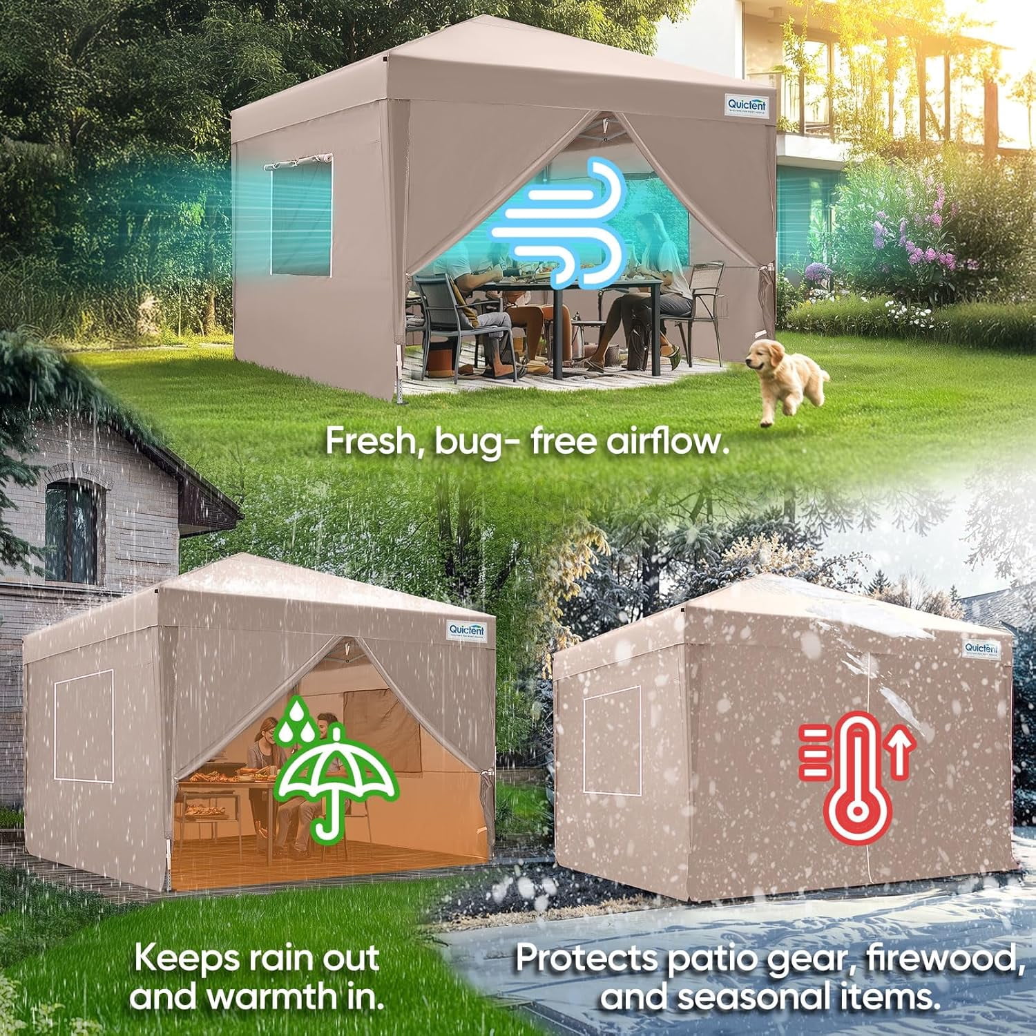Quictent Privacy 6.6x6.6 Pop up Canopy Tent with Sidewalls and Roll-up Ventilated Windows, Outdoor Commercial Gazebo Shelter Enclosed Waterproof, Bonus 4 Sandbags