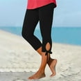 thumbnail image 5 of XDDLITP Womens Stretch Capri Pants Tummy Control High Waisted Legging Comfy Stretchy Workout Compression Knee Length Pants Leggings Solid Color Seamless Crop Trouser,Black 3XL, 5 of 5