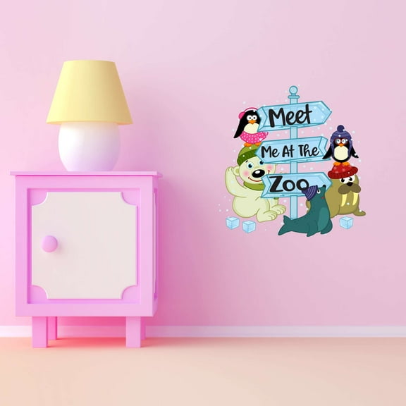 Meet Me At The Zoo Zoo Africa Zebra Lion Safari Jungle Endangered Species Hippo Alligator Giraffe Tiger Wilderness Holiday Gift Ideas Bedroom Wall Decal Sticker - Size: 20 In X 20 In