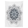 thumbnail image 3 of Ambesonne Leaf Tablecloth Rectangular Table Cover, Bohemian Form, 60"x90", Dark Petrol Blue White, 3 of 4