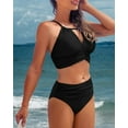 thumbnail image 4 of Charmo Womens Keyhole Bikinis Two Piece Swimsuits Ruched Tummy Control Bathing Suits, 4 of 6