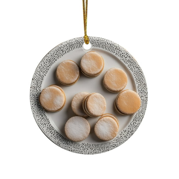 Alfajores Cookies with Dulce de Leche Caramel Cream Biscuits Christmas Ornament, Food Foodie Novelty Xmas Tree Gift Accessory Funny Ornaments (Flat Design Printed on Ceramic, NOT 3D)