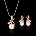 thumbnail image 5 of UDIYO 1 Set Women Necklace Earrings Bowknot Faux Pearl Jewelry Plated Bow Stud Earrings Necklace for Festival, 5 of 7