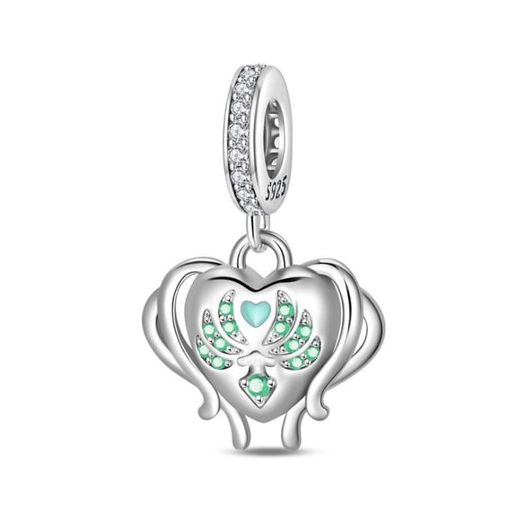KUNSIR 925 Sterling Silver Heart Charm Wind Energy Dangle Charm For Bracelet DIY