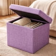 thumbnail image 4 of Storage Ottoman Cube Folding Teal Fabric for Small Space Living Room Use, 4 of 7