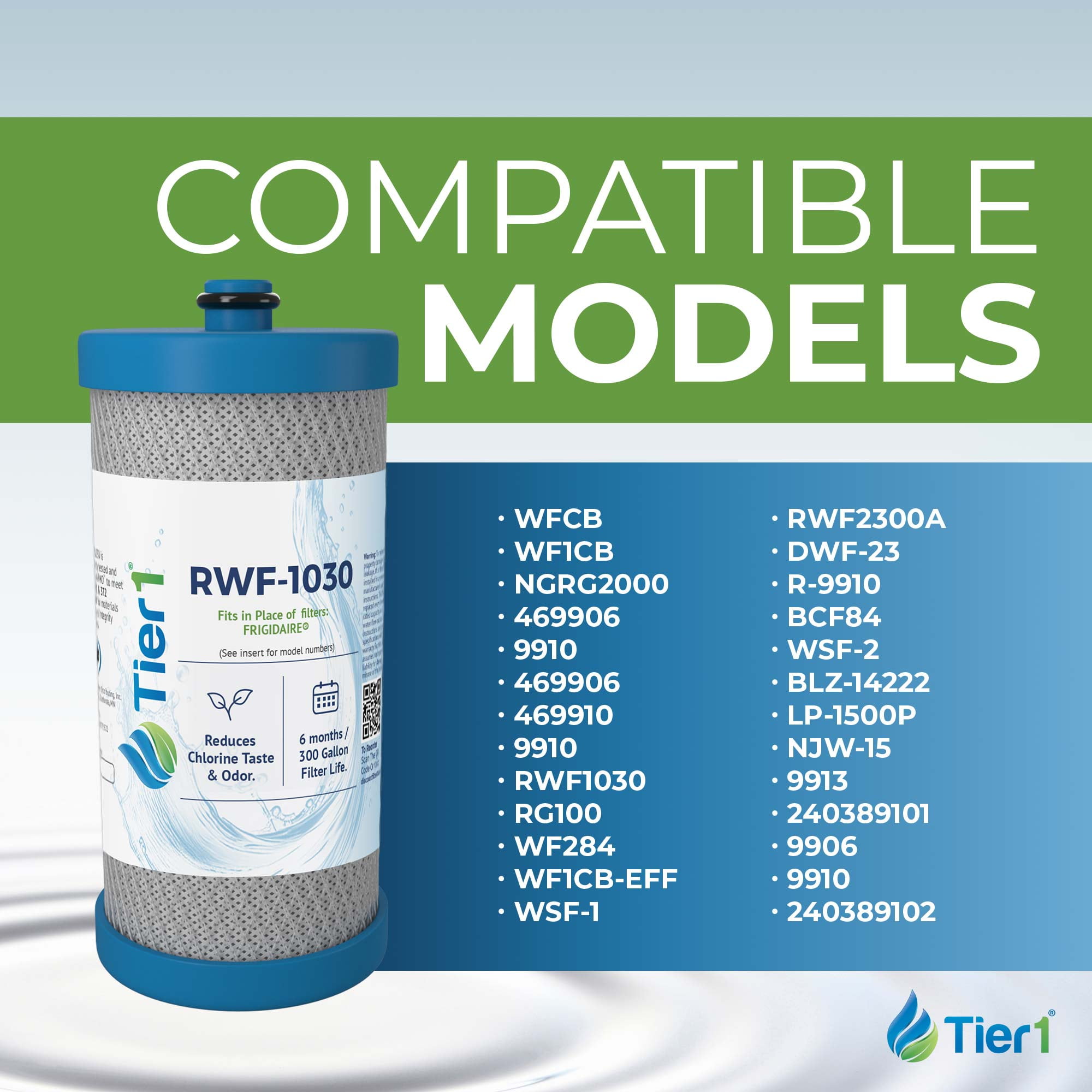 Tier1 RWF1030 WF1CB Refrigerator Water Filter | Replacement for Kenmore 469906, RG100, WF284, NGRG2000, PS503627, 469910 Filter - Up to 24 Months Supply | Easy Install | Great Tasting Water (4-pk)