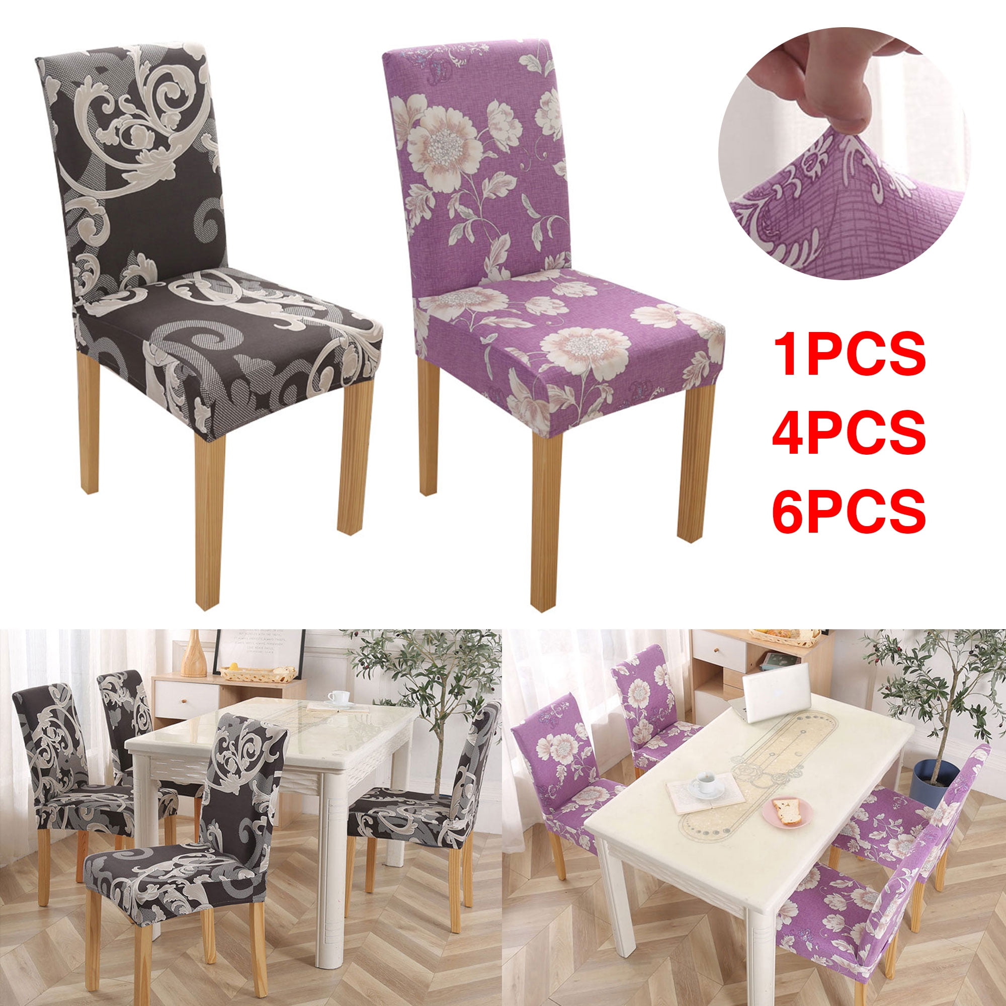 1/2/4/6 Seat Slipcovers Chair Covers Spandex Stretch Dining Room Wedding Banquet 
