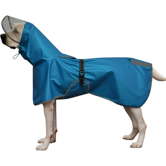 HQREA Dog Hooded Rain Jacket, Reflective Waterproof Pet Raincoat for Extra Large Dogs