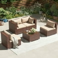 thumbnail image 2 of Techmilly Patio Furniture Sets, Modular Rattan Outdoor Patio Sectional Furniture Sofa Set, Wicker Patio Conversation Set for Backyard,5PCS, 2 of 7