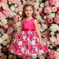 thumbnail image 5 of MEZZALL Girls Floral Print Sleeveless Party Dress Summer Casual A-Line Tiered Ruffle Children Beachwear Adorable Dresses, 5 of 9