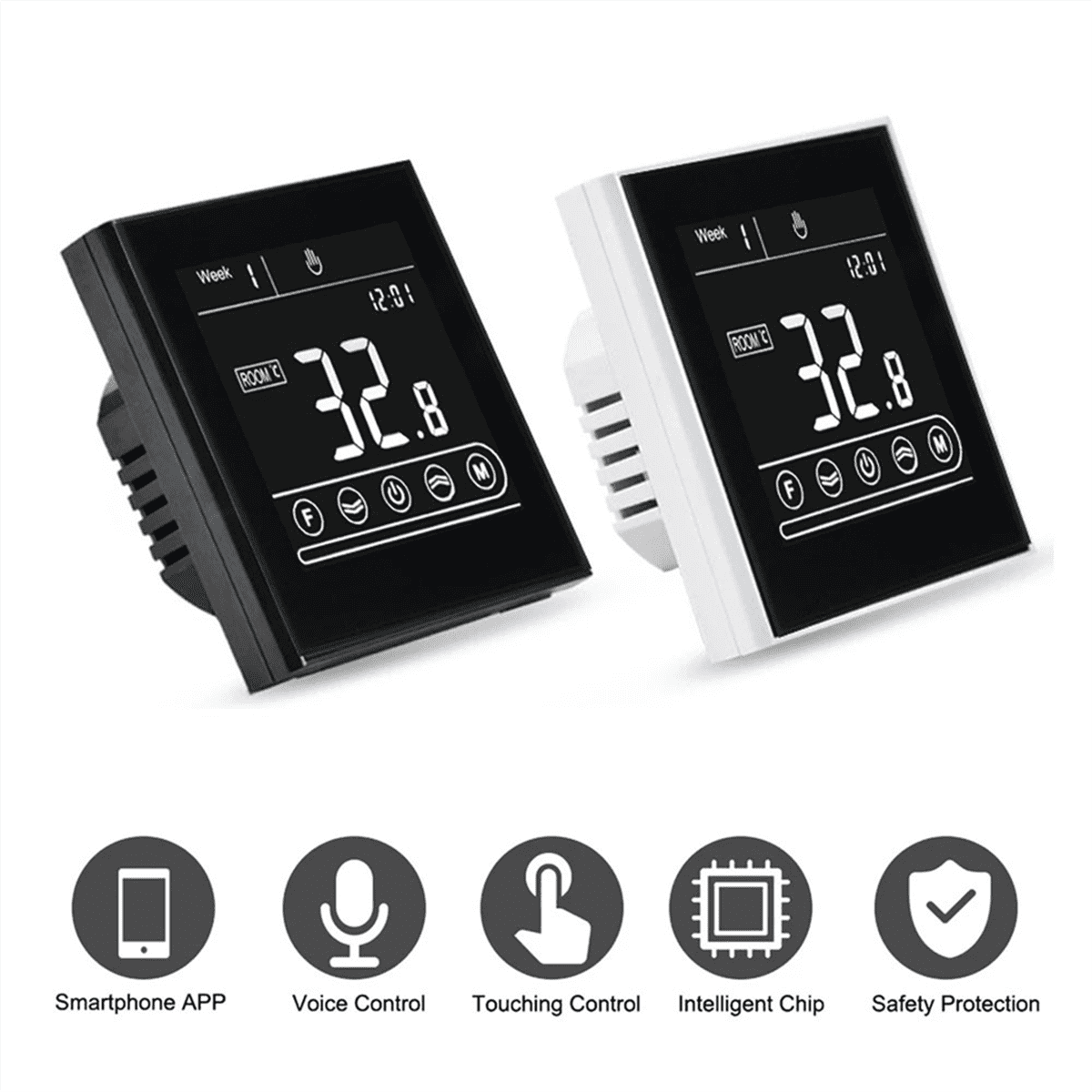 Tuya Smart Intelligent WiFi Thermostat Room Electric/Water/Gas Boiler Floor Heating Temperature Controller 16A Black