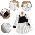 thumbnail image 1 of LYMAYTER Robe Décontractée pour Filles 2-7 Ans Robe Pull Blanche + Gilet en PU Ensemble pour Tout-Petits Printemps Automne Robe Douce, 1 of 8