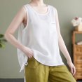 thumbnail image 2 of Timegard Cotton Linen Tank Tops for Women Scoop Neck Sleeveless Tshirts Lightweight Casual Loose Top, 2 of 3