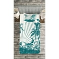 thumbnail image 3 of Ambesonne Ride the Wave Quilted Bedspread Set 2 Pcs, Grunge Tropical, Twin Size, Teal White, 3 of 3
