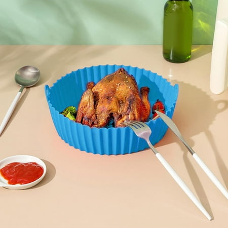 

Air Fryer Baking Pan | Reusable Non-Stick Air Fryer Silicone Pan | Safe and Non-Toxic Air fryers Oven Accessories Round Tray