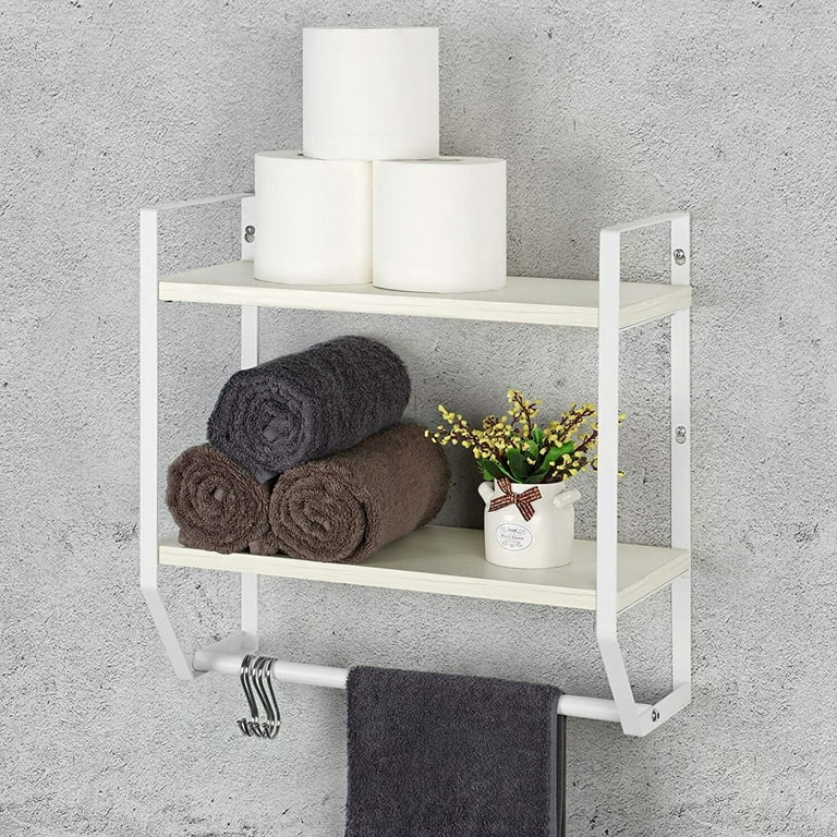 Bathroom shelves with towel bar deals