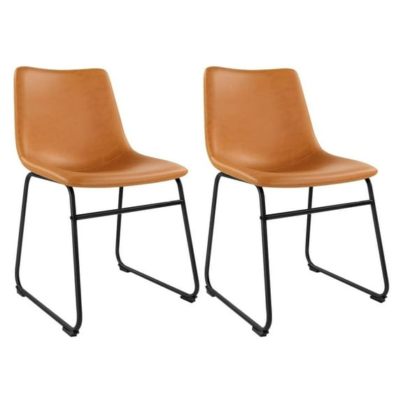 Xayoca Dinning Chairs Set of 2 Faux Leather Industrial Chair Counter Height Chair Metal Legs with Footrest Kitchen Chair for Home Bar Coffee Shop Patio Dining Chair Height 19’’ (Brown, 2pcs)