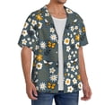 thumbnail image 4 of Balery Flowers and Bee Men's Casual Button Down Shirt Short Sleeve Textured Summer Cuban Beach Shirts-Large, 4 of 7