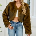 thumbnail image 6 of JIAYUE Autumn Winter Luxurious Faux Cropped Jacket Outerwear For Women Solid Color Long Sleeve Slim Pull-On Teddy For Ladies Cozy Soft Everyday Wear, 6 of 9