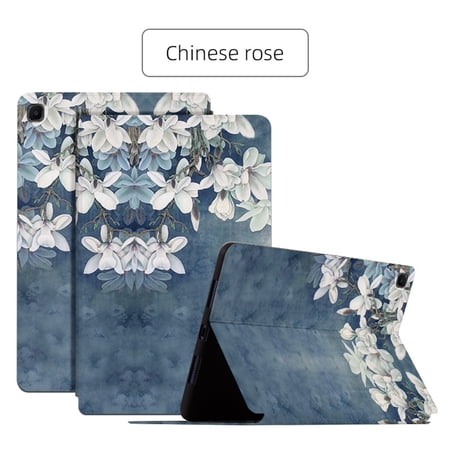 ELEHOLD Flip Leather Case for Samsung Galaxy Tab A7 Lite T220 T225 8.7",Beautiful Flowers Floral Pattern Kickstand Function Magnetic Shockproof Anti-Scratch Slim Case,White Flowers