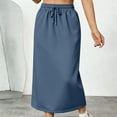thumbnail image 5 of QATAINLAV Athletic Skirts for Women Drawstring Elastic Waist Midi Skirt Cotton Comfy Sweat Long Skirts with Pocket, Blue, M, 5 of 9