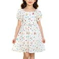 thumbnail image 2 of Amidoa Girls Summer Dresses A-Line Short Sleeve Dresses Cotton Print Kids Casual Sundress Multicolor Size 3T, 2 of 5