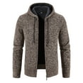 thumbnail image 2 of WWV Men Coat Men's Fall Jacket Hooded Long Sleeved Zipper Pocket Outerwear Solid Color Warm Jacket Loose Fit Festival Tops Coffee, 2 of 5