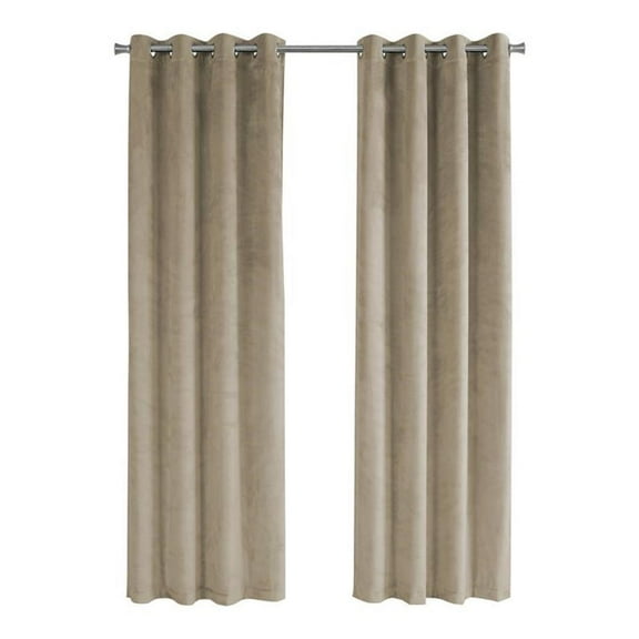 Curtain Panel 2pcs Set 54"W X 84"L Grommet Bedroom Kitchen Velvet Beige