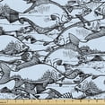 thumbnail image 1 of Underwater Fabric by the Yard, Fishes Swimming in Deep Sea Aquatic Ocean Animals Seafood Illustration, Decorative Upholstery Fabric for Sofas and Home Accents, Pale Blue and Grey by Ambesonne, 1 of 5