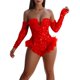 thumbnail image 3 of Gibobby pantalones de yoga Mono plumas con cuentas(Rojo， XL), 3 of 4