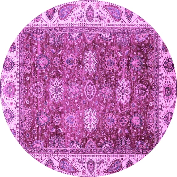 Ahgly Company Indoor Round Oriental Purple Traditional Area Rugs, 8' Round
