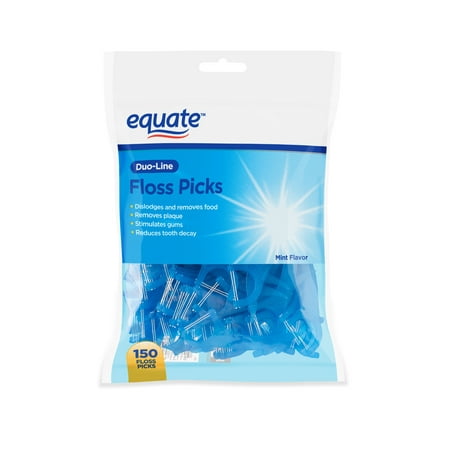 Equate Duo-Line Floss Picks, Mint, 150 Count