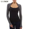 thumbnail image 5 of Women's Shrug Short Cardigan Tops Autumn Casual Fashion Long Sleeve Sweaters Stretchy Slim Open Stitch LOVE DOCK Shrugs 2579, 5 of 6