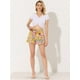 thumbnail image 3 of Pantalones cortos de playa mujer Amarillo-Floral Allegra K Alta cintura Lazo elástico S, 3 of 5