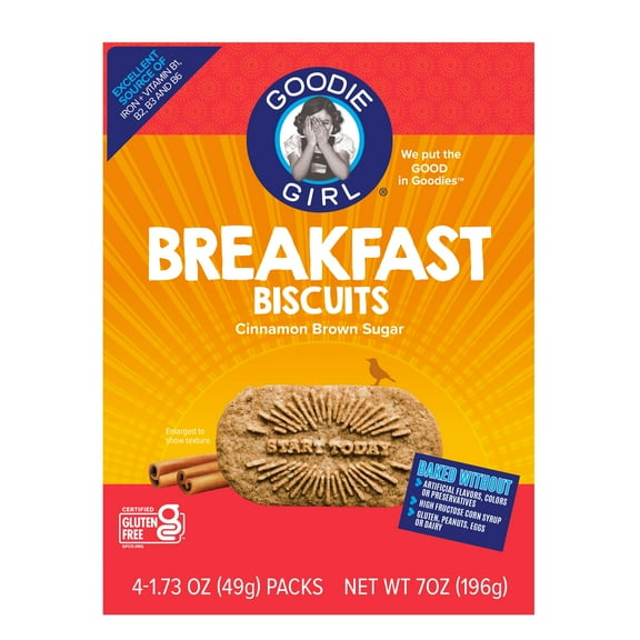 Goodie Girl Cinnamon Brown Sugar Breakfast Biscuits, Shelf Stable, 1.73 oz, 3 Per Pack
