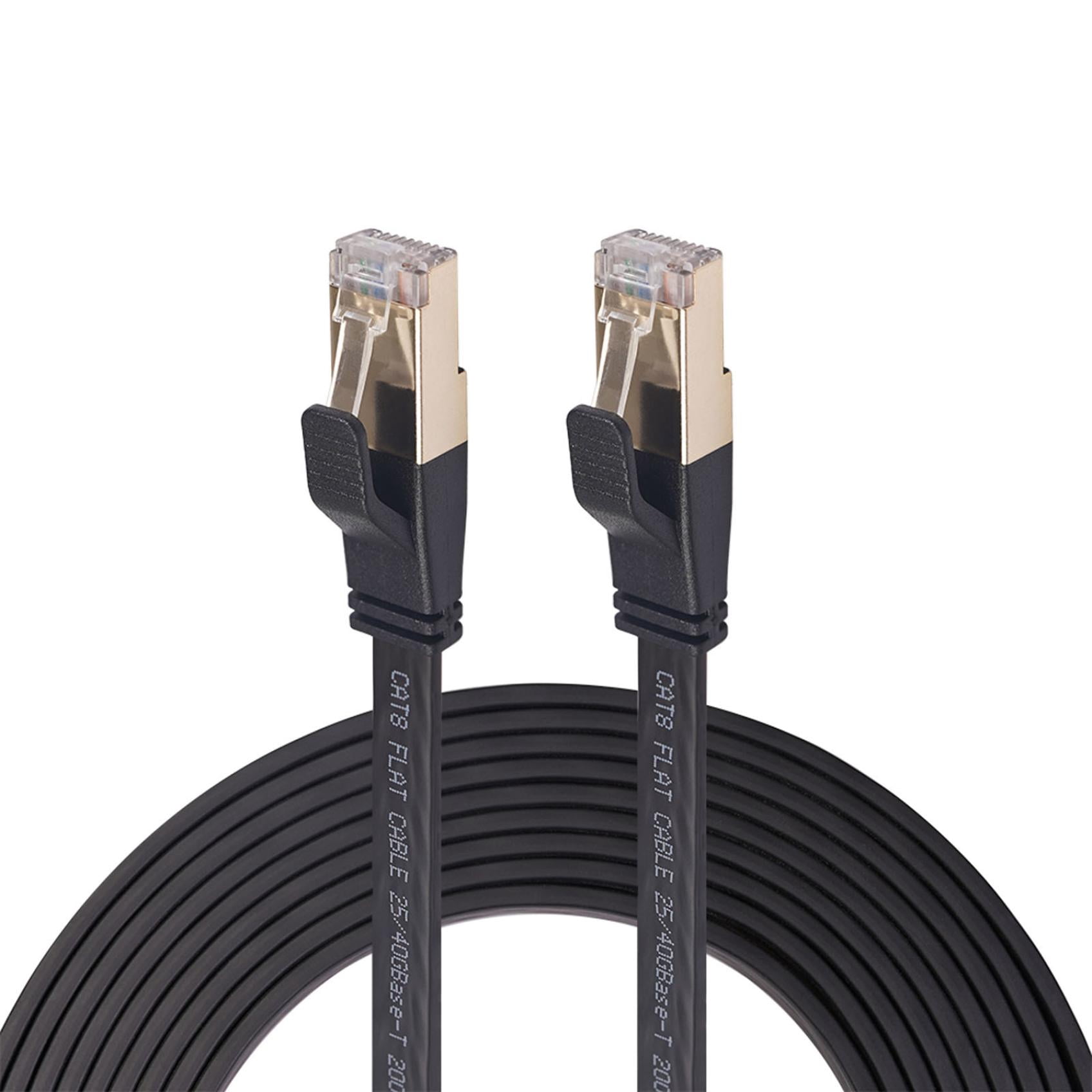 Cat 8 Ethernet Cable 65Ft,High Speed 40Gbps 2000Mhz Flat Internet Network Patch Cord,RJ45 Shielded Outdoor&Indoor LAN Cable,Compatible with Etwork Adapters, Hubs, Routers,Cable Modems,PS3,X-box