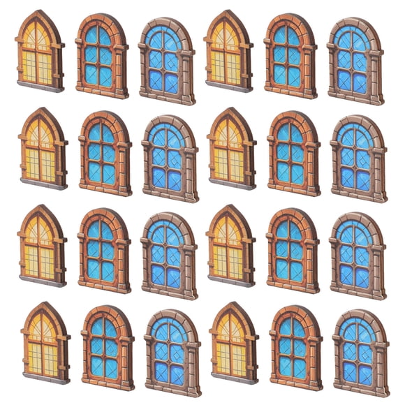 HONITANO 30pcs Dollhouse Miniature Window Frames Wooden Vintage Model for Creative Projects
