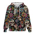 thumbnail image 4 of Uorisanigo Sugar Skull Hoodie for Women Lightweight Long Sleeve Womens Oversized Hoodies Warm Pocket Fall Outfits Winter Clothes Soft Womens Full Zip Up Hoodies Size 2XL, 4 of 7